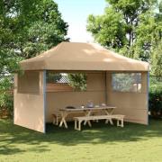vidaXL Pop-Up hopfällbart partytält med 3 sidoväggar beige