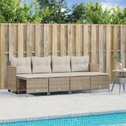 vidaXL Soffgrupp för trädgården med dynor 5 delar beige konstrotting