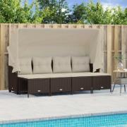 vidaXL Loungegrupp för trädgården med dynor 5 delar brun konstrotting