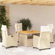 vidaXL Matgrupp för trädgården med dynor 5 delar beige konstrotting