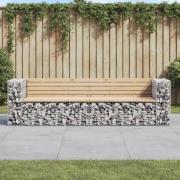 vidaXL Trädgårdsbänk gabiondesign 244x71x65,5 cm massiv furu