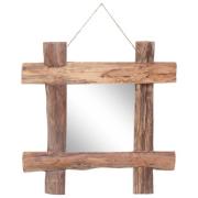 vidaXL Spegel naturfärgad 50x50 cm återvunnen teak