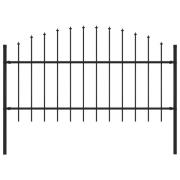 vidaXL Trädgårdsstaket med spjuttopp stål (1-1,25)x1,7 m svart