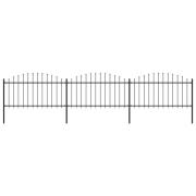 vidaXL Trädgårdsstaket med spjuttopp stål (1,25-1,5)x5,1 m svart