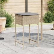 vidaXL Barstolar för trädgården med dynor 2 st beige konstrotting