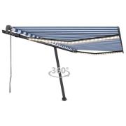 vidaXL Automatisk markis med vindsensor & LED 400x300 cm blå och vit