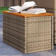 vidaXL Trädgårdsbord 2 st beige 55x34x37cm konstrotting massivt trä