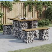 vidaXL Trädgårdsbänk gabion-design 100x102x72 cm impregnerad furu