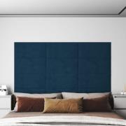 vidaXL Väggpaneler 12 st blå 60x30 cm sammet 2,16 m²