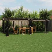 vidaXL Paviljong med nätväggar taupe 6x3 m stål