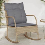 vidaXL Gungstol för trädgården med dynor beige konstrotting