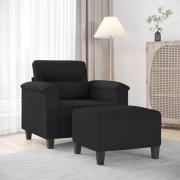 vidaXL Fåtölj med fotpall svart 60 cm mikrofibertyg