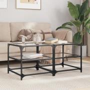 vidaXL Soffbord med transparent glasskiva 2 st 50x50x45 cm stål
