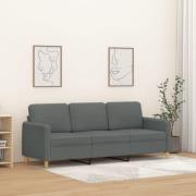 vidaXL 3-sitssoffa mörkgrå 180 cm tyg