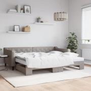 vidaXL Dagbädd utdragbar med madrasser taupe 90x200 cm tyg