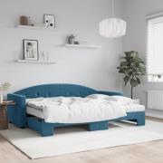 vidaXL Dagbädd utdragbar med madrasser blå 80x200 cm sammet