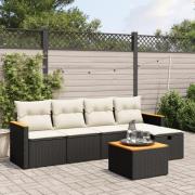 vidaXL Loungegrupp med dynor 6 delar svart konstrotting