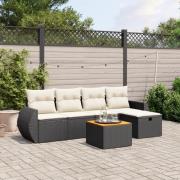 vidaXL Loungegrupp med dynor 6 delar svart konstrotting