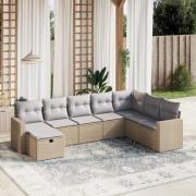 vidaXL Soffgrupp för trädgård med dynor 8 delar mixbeige konstrotting