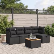 vidaXL Loungegrupp med dynor 6 delar svart konstrotting