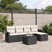 vidaXL Loungegrupp med dynor 6 delar svart konstrotting