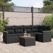 vidaXL Loungegrupp med dynor 6 delar svart konstrotting