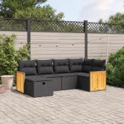 vidaXL Loungegrupp med dynor 6 delar svart konstrotting