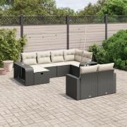 vidaXL Loungegrupp 10 delar med svarta dynor konstrotting