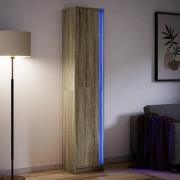 vidaXL Högskåp med LEDs sonoma-ek 41,5x32,5x200 cm konstruerat trä