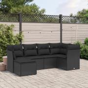 vidaXL Loungegrupp med dynor 6 delar svart konstrotting