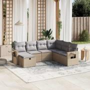 vidaXL Soffgrupp för trädgård med dynor 7 delar mixbeige konstrotting