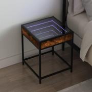 vidaXL Sängbord med Infinity LEDs rökfärgad ek 40x40x51 cm