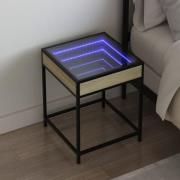 vidaXL Sängbord med Infinity LEDs sonoma-ek 40x40x51 cm