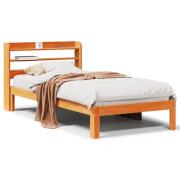 vidaXL Sängram utan madrass vaxad brun 90x200 cm massiv furu