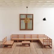 vidaXL Loungegrupp för trädgården 11 delar honungbrun massiv furu