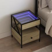 vidaXL Sängbord med Infinity LEDs sonoma-ek 40x40x51 cm