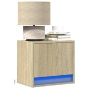 vidaXL Väggmonterade sängbord med LED-lampor 2 st sonoma-ek