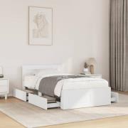 vidaXL Sängram med huvudgavel utan madrass vit 90x200 cm