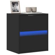 vidaXL Väggmonterad tv-bänk LED svart 41x31x45 cm