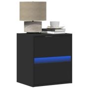 vidaXL Väggmonterade sängbord med LED-lampor 2 st svart
