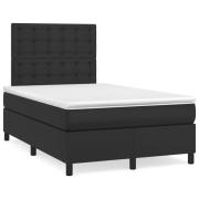 vidaXL Ramsäng med madrass svart 120x190 cm konstläder