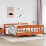 vidaXL Sängram utan madrass vaxbrun 180x200 cm massiv furu