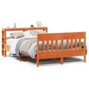 vidaXL Sängram utan madrass vaxbrun 160x200 cm massiv furu