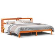 vidaXL Sängram utan madrass vaxbrun 180x200 cm massiv furu