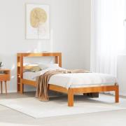 vidaXL Sängram utan madrass vaxad brun 90x190 cm massiv furu
