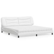 vidaXL Bed with Mattress "Hvar" White 200x200 cm Faux Leather