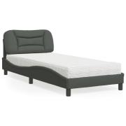 vidaXL Säng med madrass mörkgrå 90x200 cm tyg