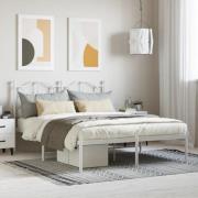 vidaXL Sängram med huvudgavel metall vit 140x190 cm