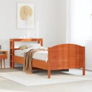 vidaXL Sängram utan madrass vaxbrun 100x200 cm massiv furu