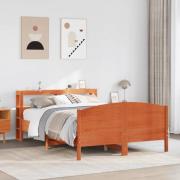 vidaXL Sängram utan madrass vaxbrun 160x200 cm massiv furu